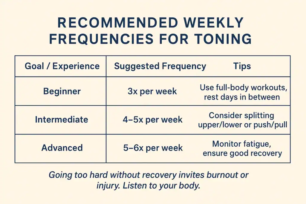 Achieving the Perfect Tone: How Often Should You Exercise for Results? 2 Graphic to show how often you should do exercise to help with toning Haverhill