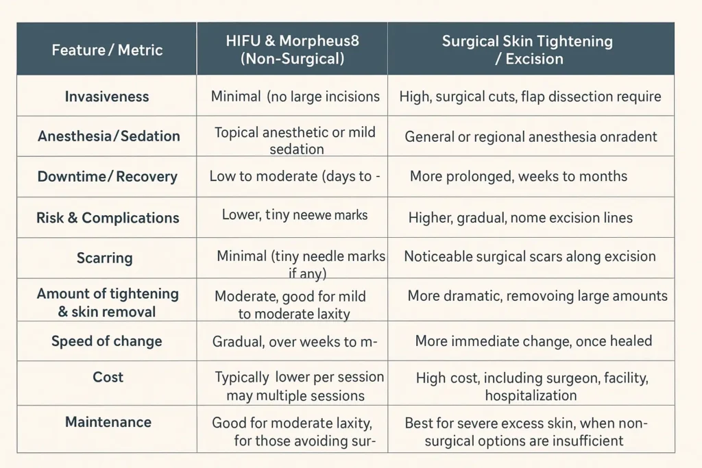 The Science of Skin Tightening 2 Table of skin tightening Haverhill benefits compared to surgical options